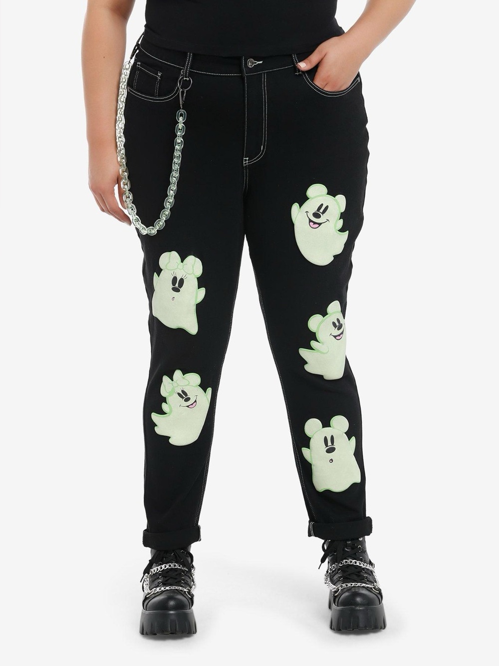 Her Universe Disney Halloween Ghost Glow-In-The-Dark Mom Jeans